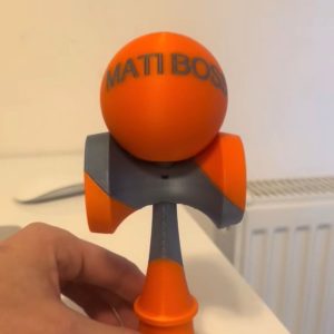 Kendama personalizata cu Numele tau Portocaliu / Gri-Albastrui